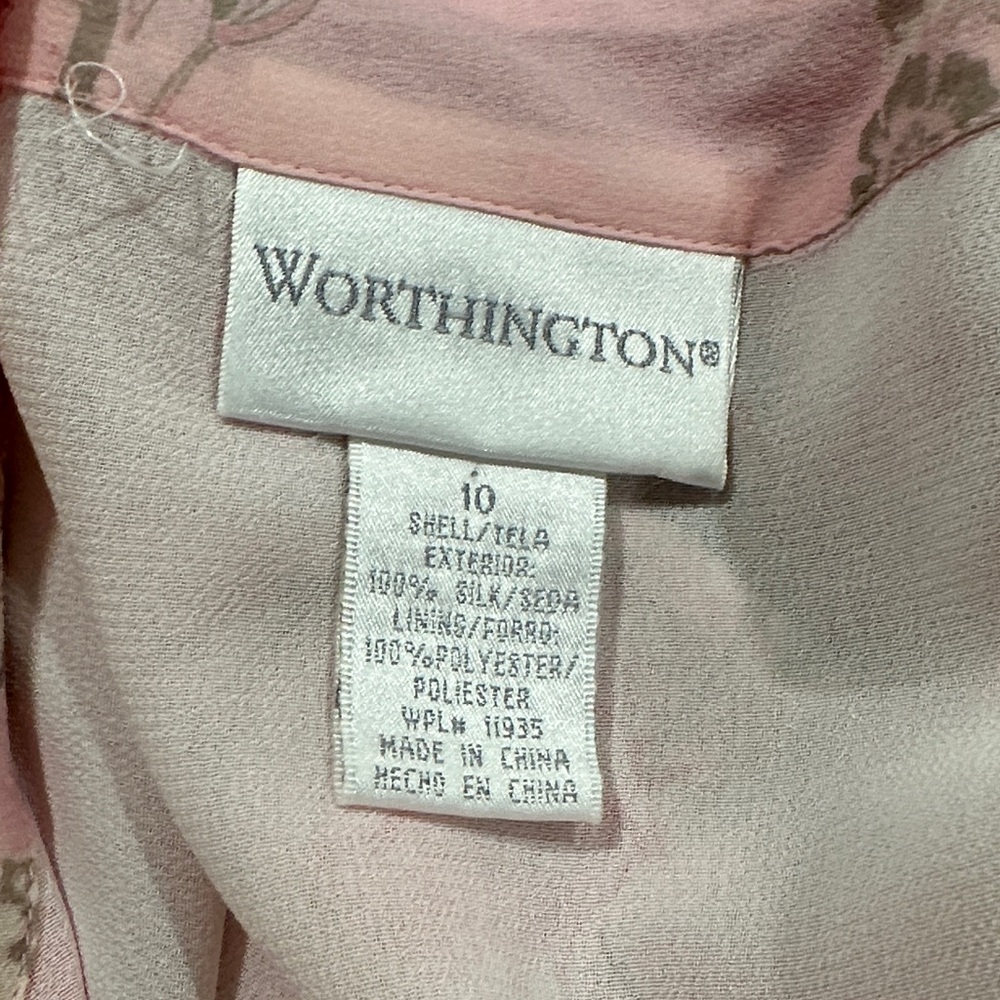 Y2K Worthington coquette Pink Floral Short Sleeve  10 silk sheer top fairy - Picture 6 of 8